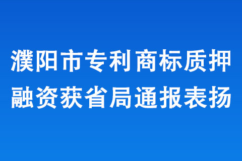 濮阳市专利商标质押融资获省局通报表扬